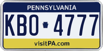 PA license plate KBO4777
