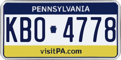 PA license plate KBO4778