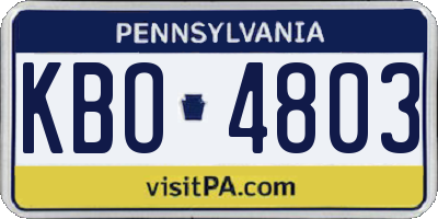PA license plate KBO4803