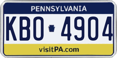PA license plate KBO4904