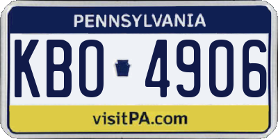PA license plate KBO4906