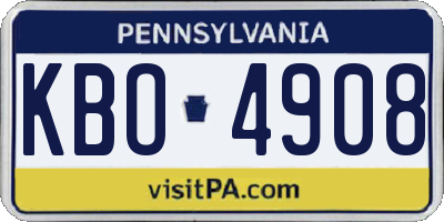 PA license plate KBO4908