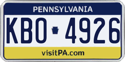 PA license plate KBO4926