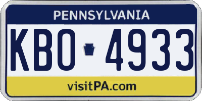 PA license plate KBO4933