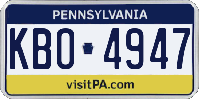 PA license plate KBO4947