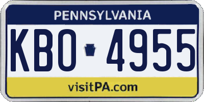 PA license plate KBO4955