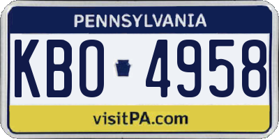 PA license plate KBO4958