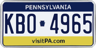 PA license plate KBO4965