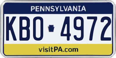 PA license plate KBO4972