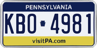 PA license plate KBO4981