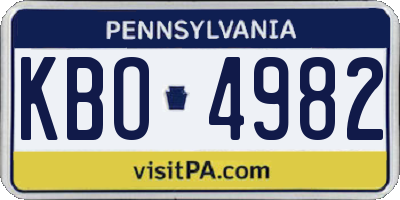 PA license plate KBO4982