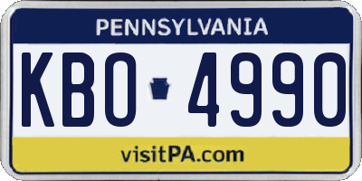 PA license plate KBO4990