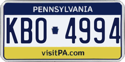 PA license plate KBO4994