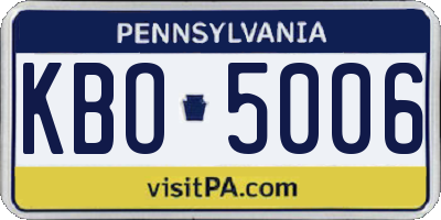 PA license plate KBO5006