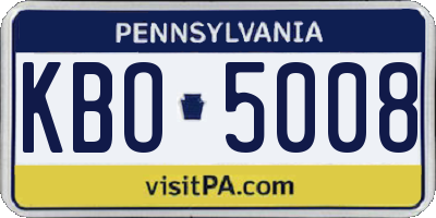 PA license plate KBO5008