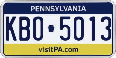 PA license plate KBO5013