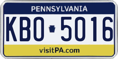 PA license plate KBO5016