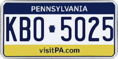 PA license plate KBO5025