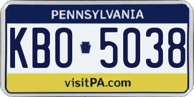 PA license plate KBO5038