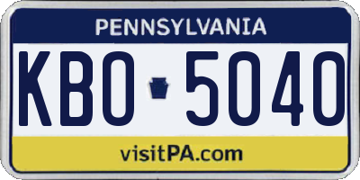 PA license plate KBO5040