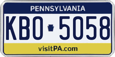 PA license plate KBO5058