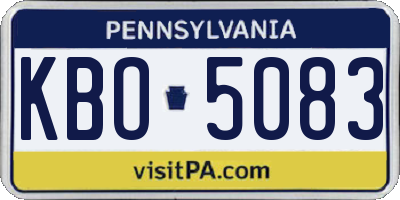 PA license plate KBO5083
