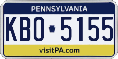 PA license plate KBO5155