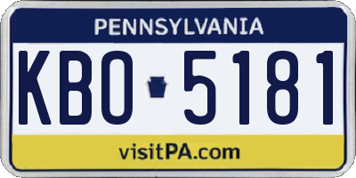 PA license plate KBO5181