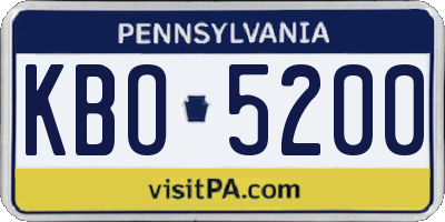 PA license plate KBO5200