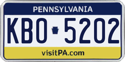PA license plate KBO5202