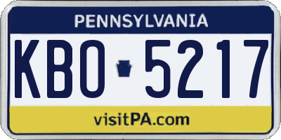 PA license plate KBO5217