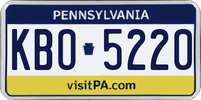 PA license plate KBO5220