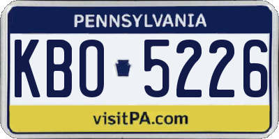 PA license plate KBO5226