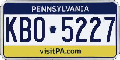 PA license plate KBO5227