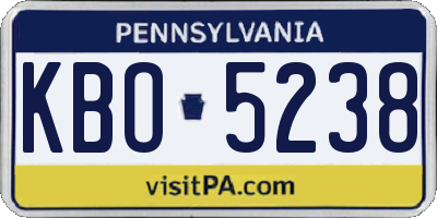 PA license plate KBO5238