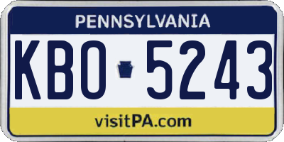PA license plate KBO5243