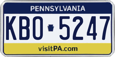 PA license plate KBO5247