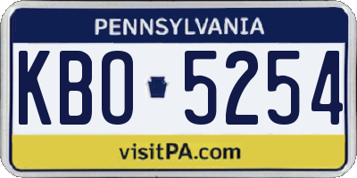 PA license plate KBO5254