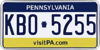 PA license plate KBO5255