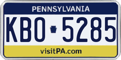 PA license plate KBO5285