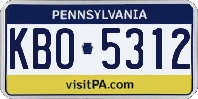 PA license plate KBO5312