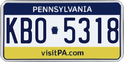 PA license plate KBO5318
