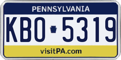 PA license plate KBO5319