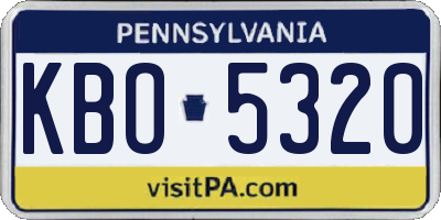 PA license plate KBO5320