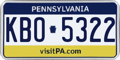 PA license plate KBO5322