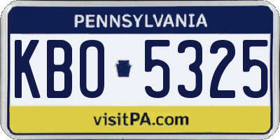 PA license plate KBO5325