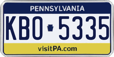 PA license plate KBO5335