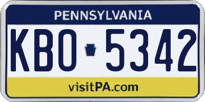 PA license plate KBO5342