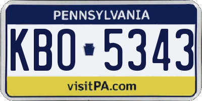 PA license plate KBO5343