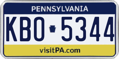 PA license plate KBO5344